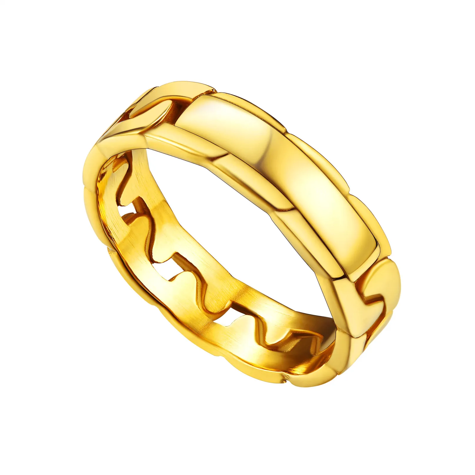 Bague Empilable Personnalisée en Chaîne Cubaine pour Couple Or S