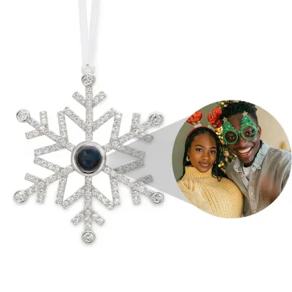 Boules de Noël Personnalisées avec Photo Projétée pour la Famille Flocon de neige
