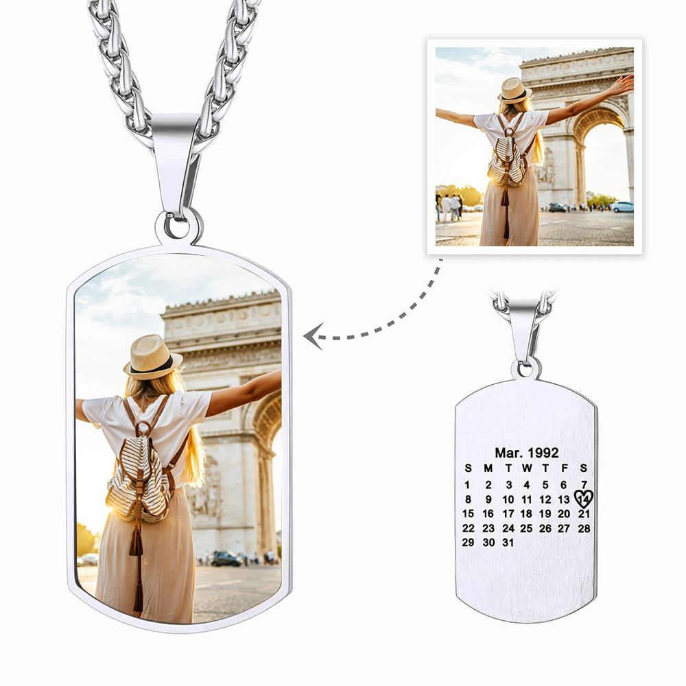 Collier Photo Calendrier Gravé