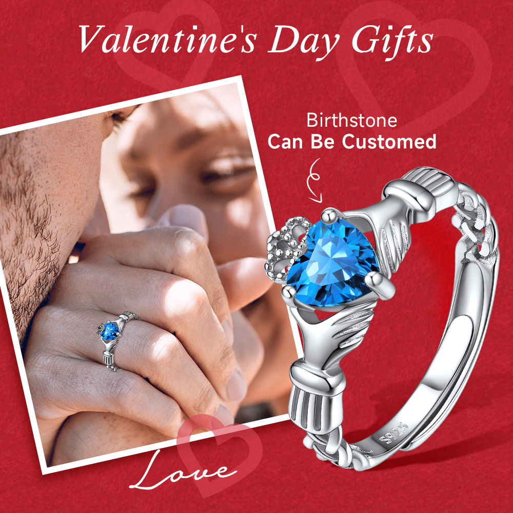 Bague Cœur Ajustable avec Pierre de Naissance en Argent 925