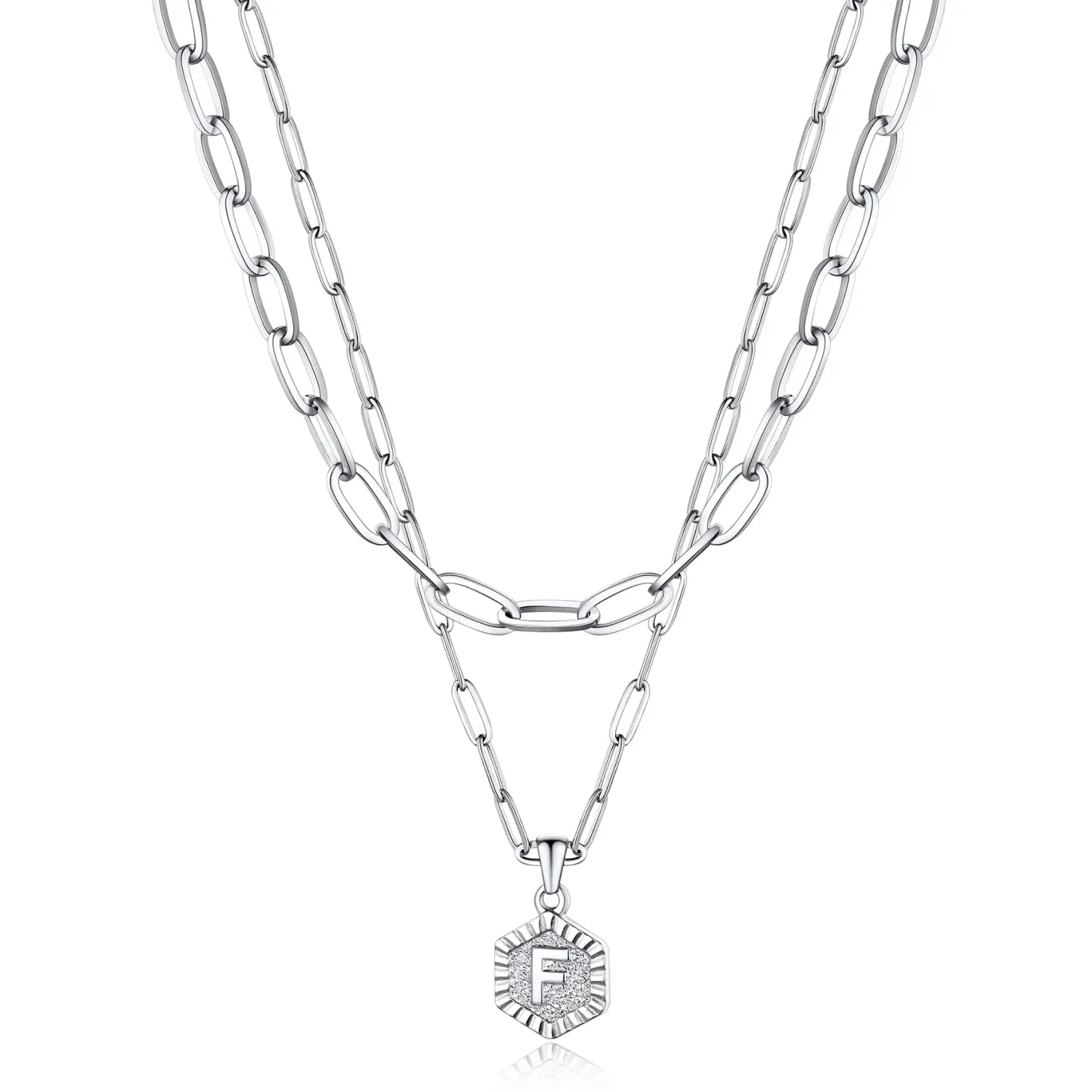 Colliers en Couche de 18K Or Initiales avec Chaîne Trousse-papiers F