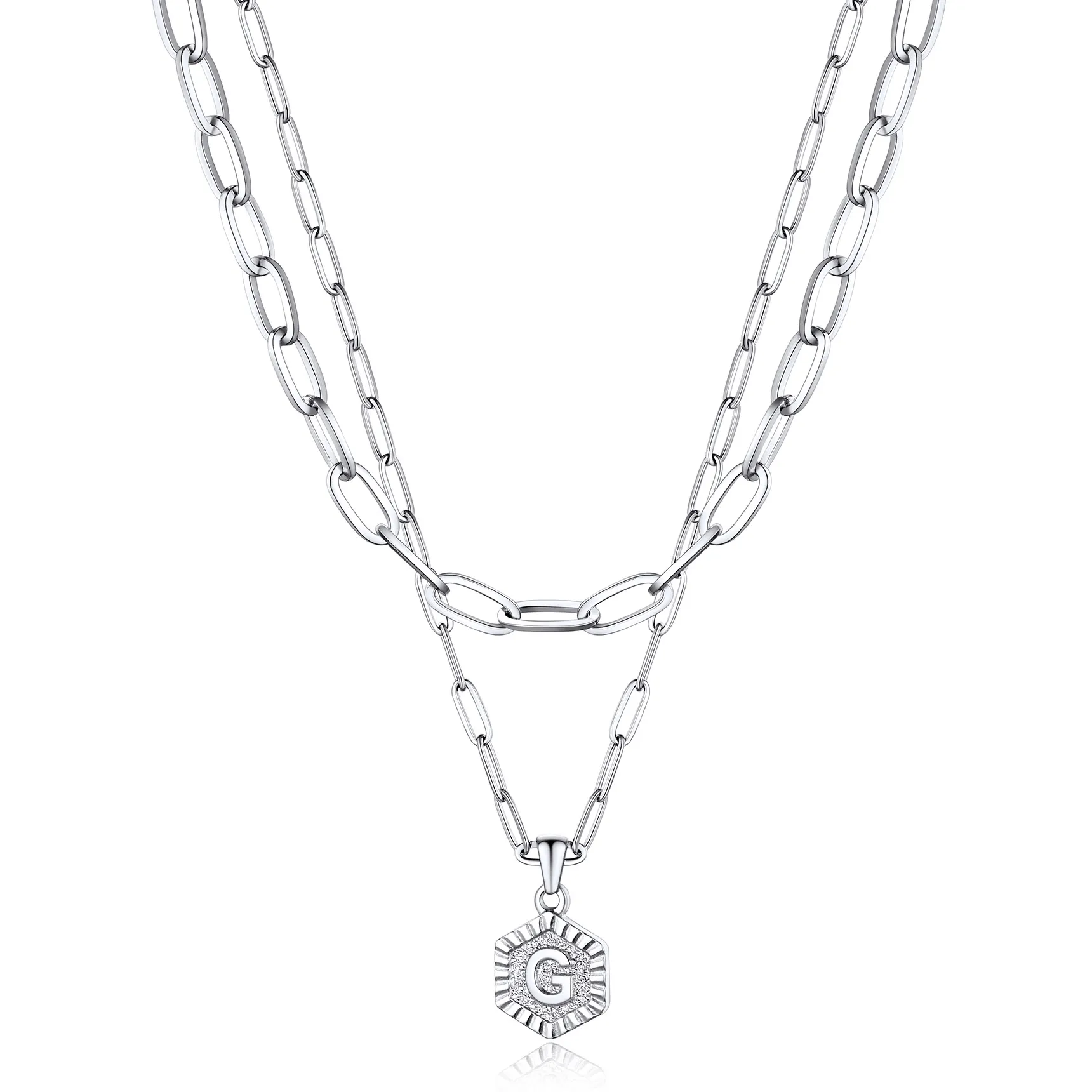Colliers en Couche de 18K Or Initiales avec Chaîne Trousse-papiers G
