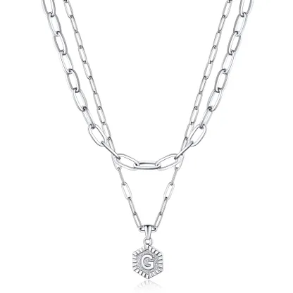Colliers en Couche de 18K Or Initiales avec Chaîne Trousse-papiers G
