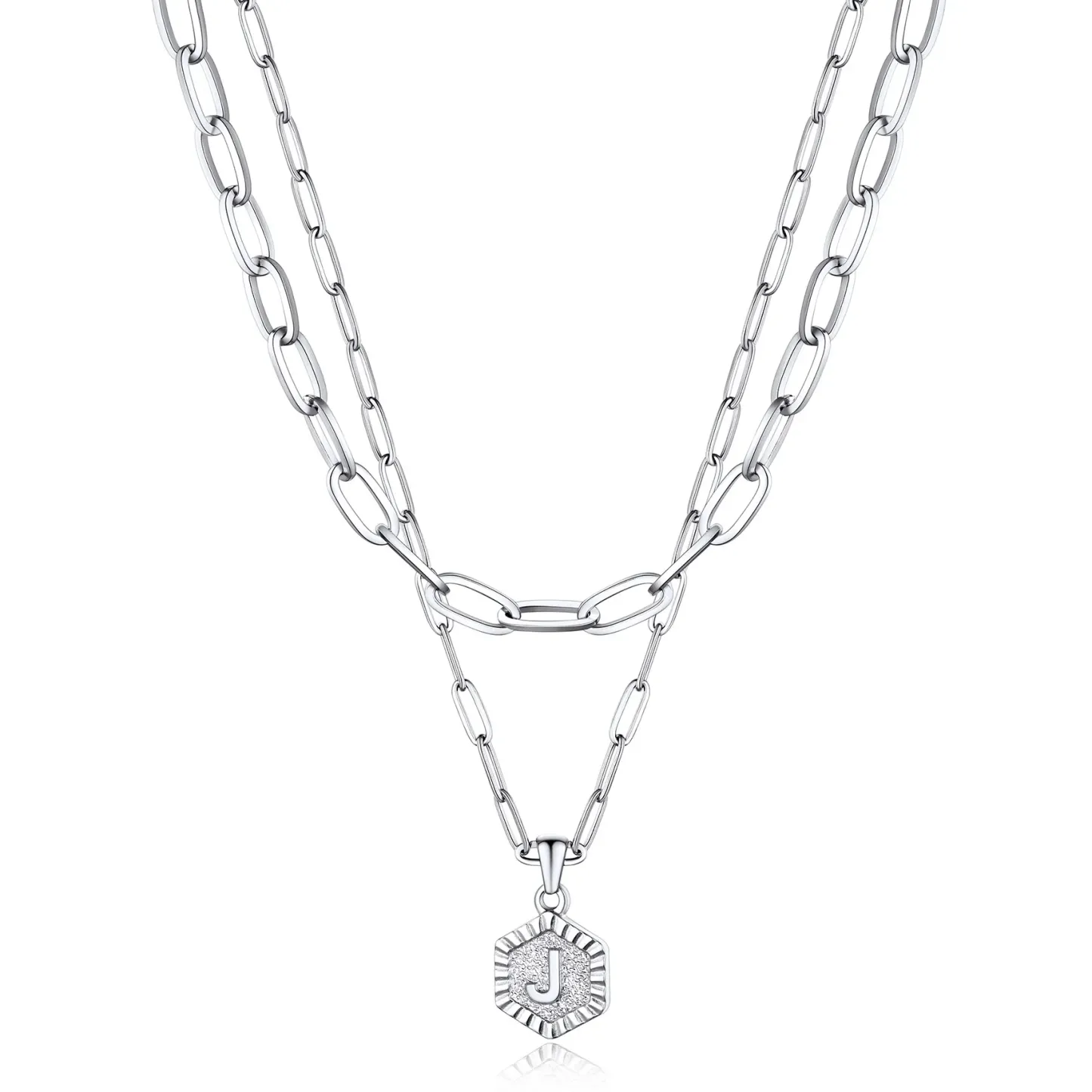 Colliers en Couche de 18K Or Initiales avec Chaîne Trousse-papiers J