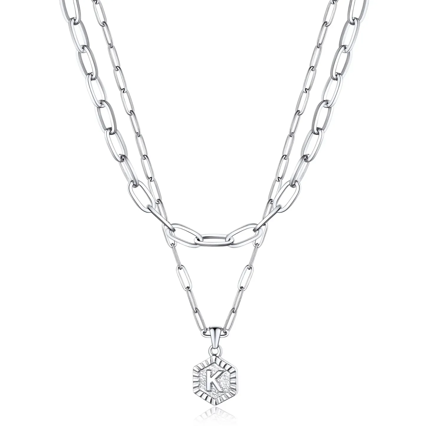 Colliers en Couche de 18K Or Initiales avec Chaîne Trousse-papiers K