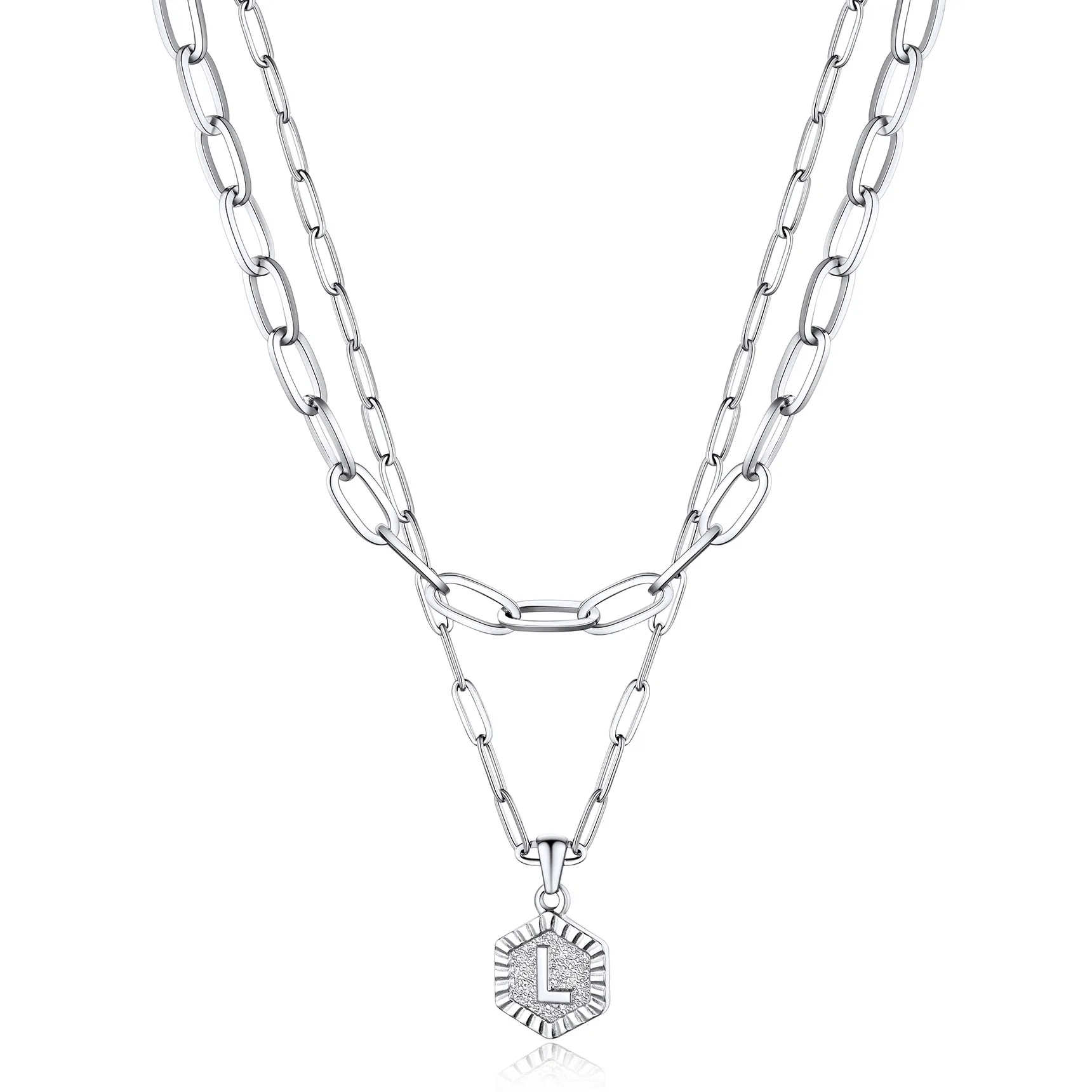 Colliers en Couche de 18K Or Initiales avec Chaîne Trousse-papiers L