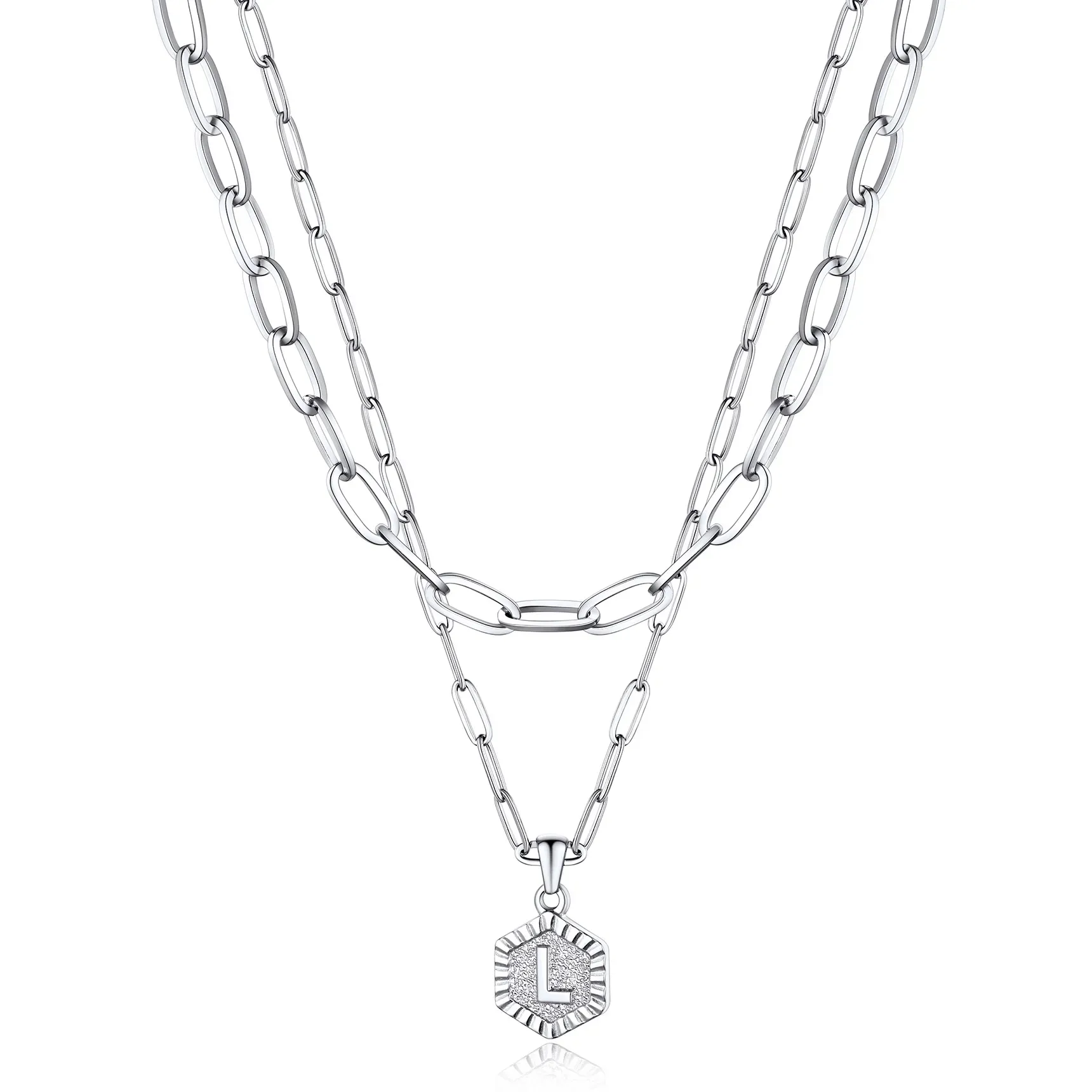 Colliers en Couche de 18K Or Initiales avec Chaîne Trousse-papiers L