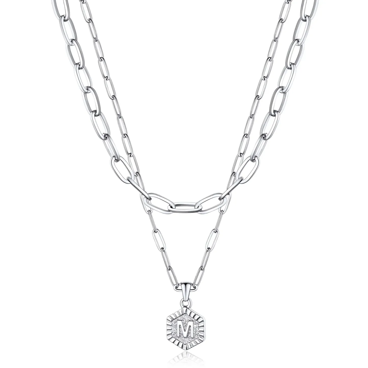 Colliers en Couche de 18K Or Initiales avec Chaîne Trousse-papiers M