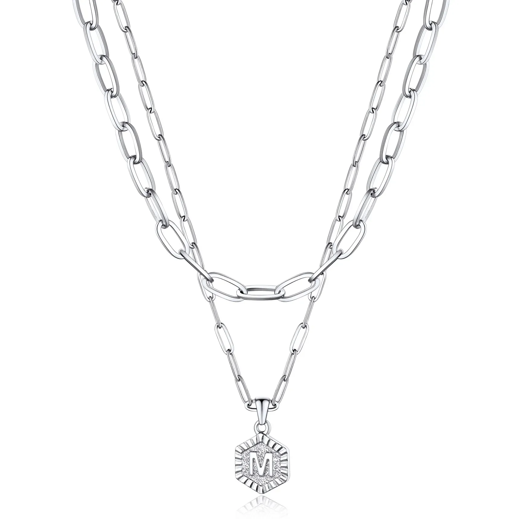 Colliers en Couche de 18K Or Initiales avec Chaîne Trousse-papiers M