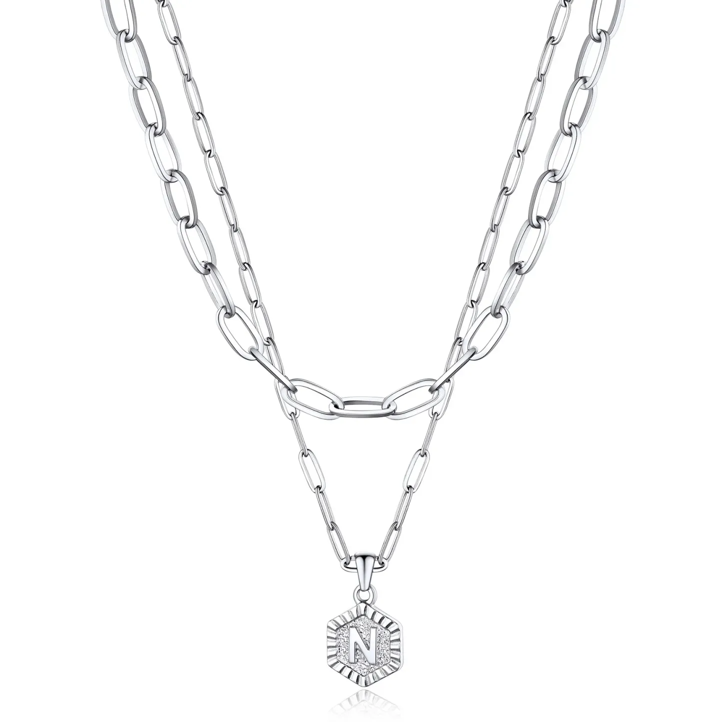 Colliers en Couche de 18K Or Initiales avec Chaîne Trousse-papiers N