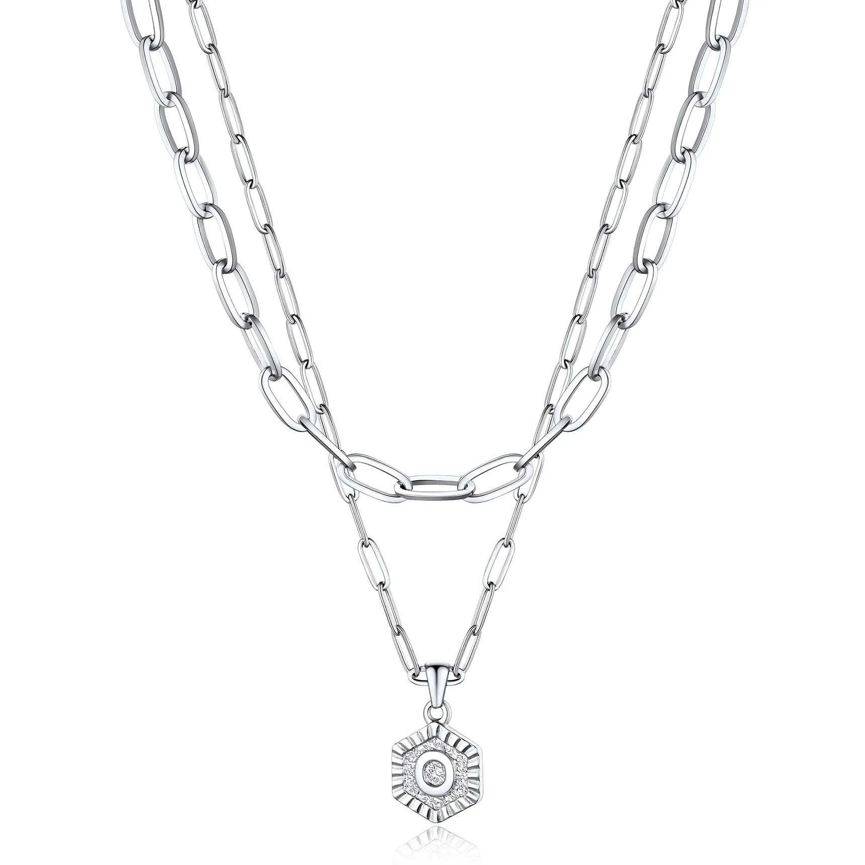 Colliers en Couche de 18K Or Initiales avec Chaîne Trousse-papiers O