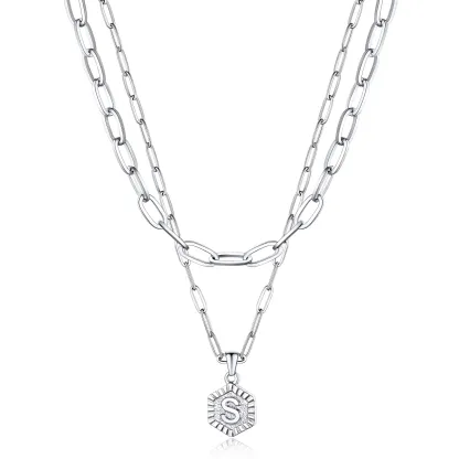 Colliers en Couche de 18K Or Initiales avec Chaîne Trousse-papiers S