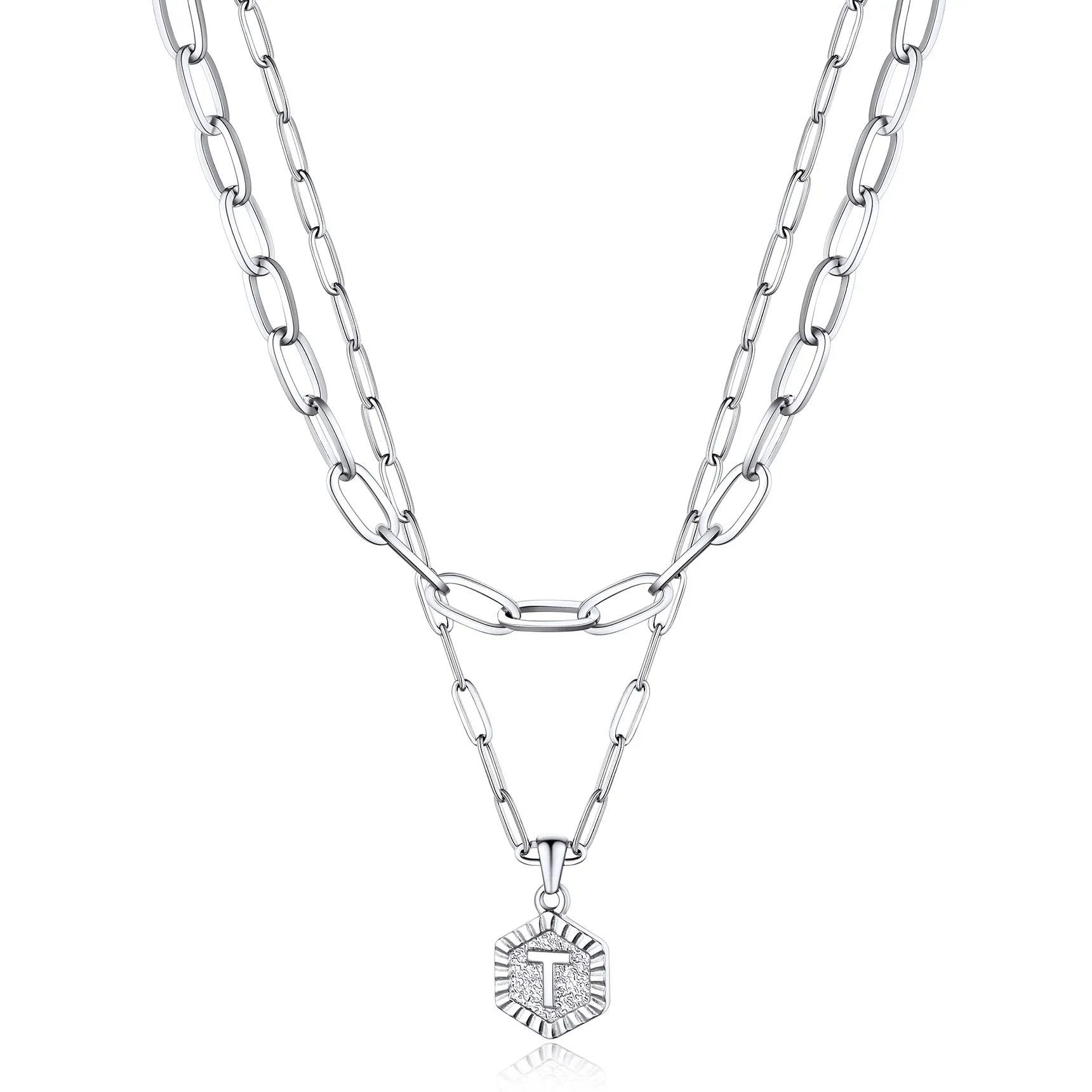 Colliers en Couche de 18K Or Initiales avec Chaîne Trousse-papiers T