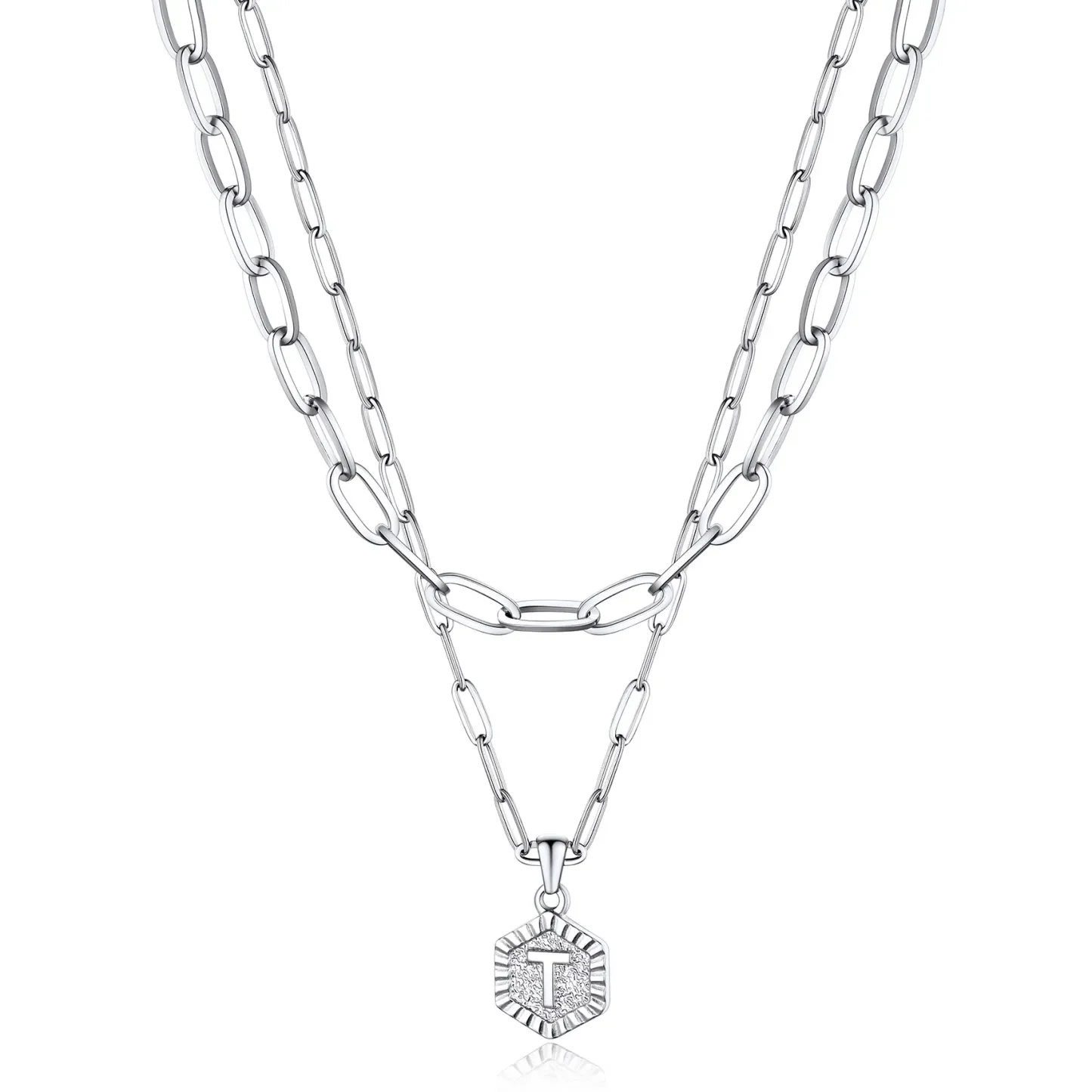 Colliers en Couche de 18K Or Initiales avec Chaîne Trousse-papiers T