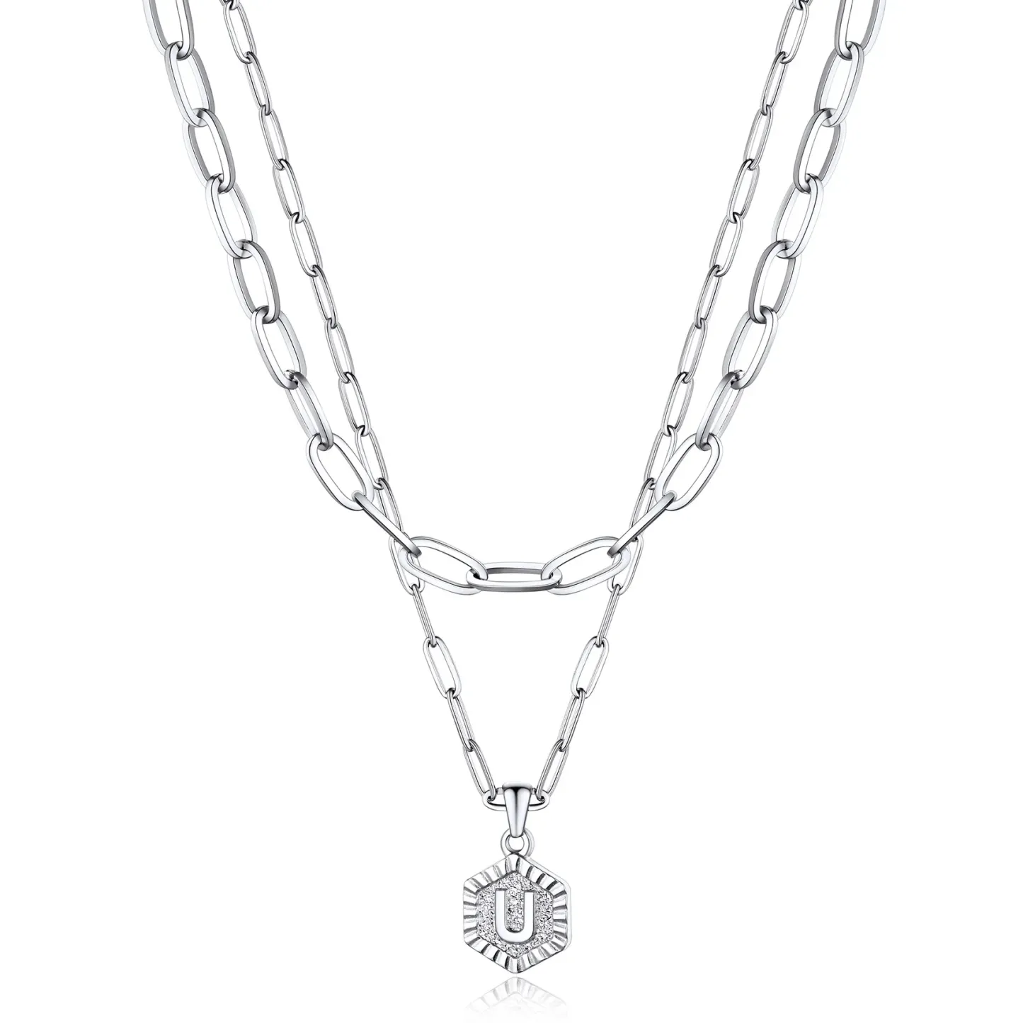 Colliers en Couche de 18K Or Initiales avec Chaîne Trousse-papiers U