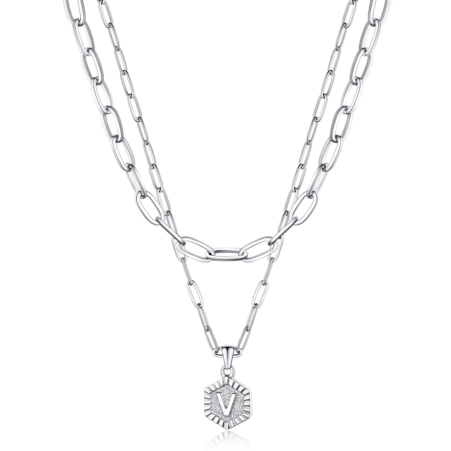 Colliers en Couche de 18K Or Initiales avec Chaîne Trousse-papiers V