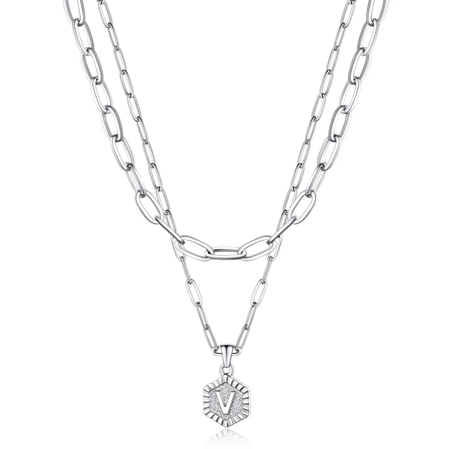 Colliers en Couche de 18K Or Initiales avec Chaîne Trousse-papiers V