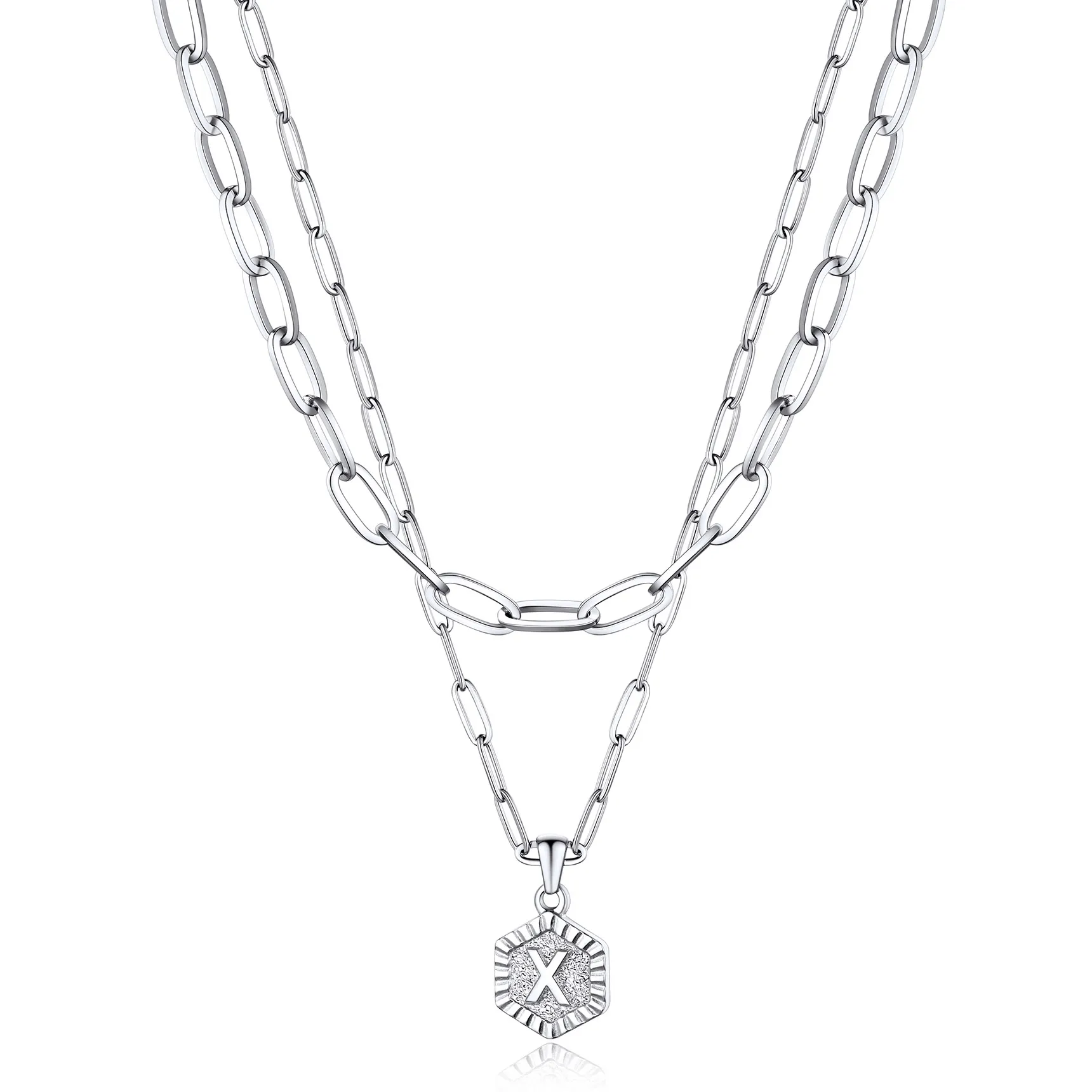 Colliers en Couche de 18K Or Initiales avec Chaîne Trousse-papiers X