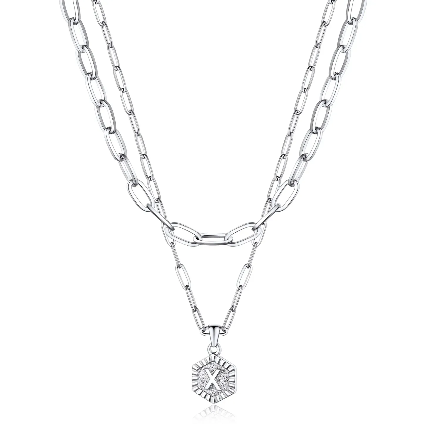 Colliers en Couche de 18K Or Initiales avec Chaîne Trousse-papiers X