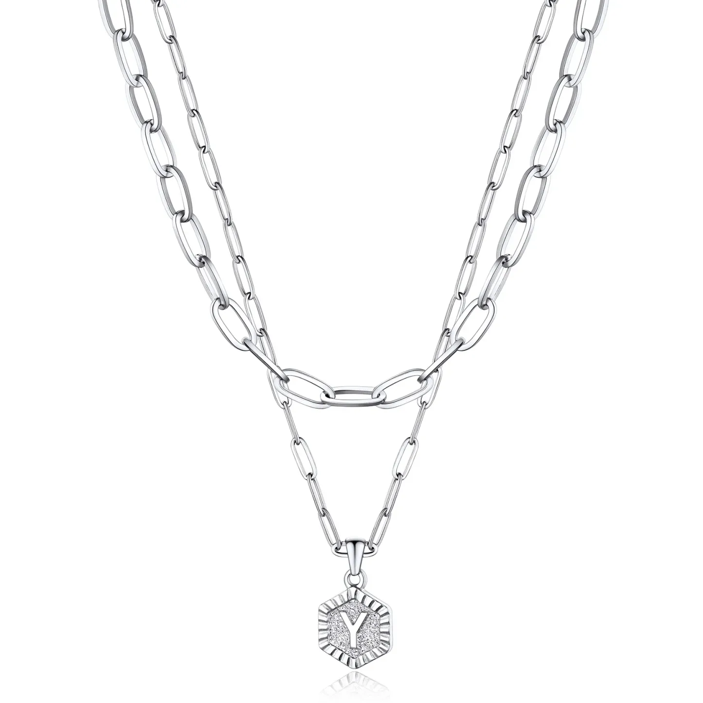 Colliers en Couche de 18K Or Initiales avec Chaîne Trousse-papiers Y