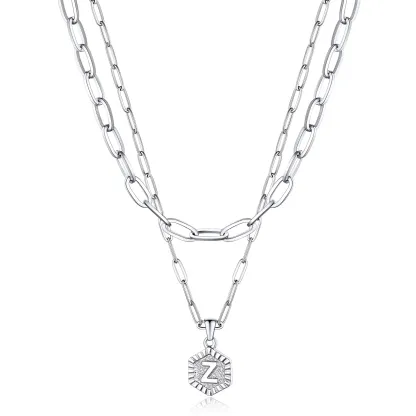 Colliers en Couche de 18K Or Initiales avec Chaîne Trousse-papiers Z