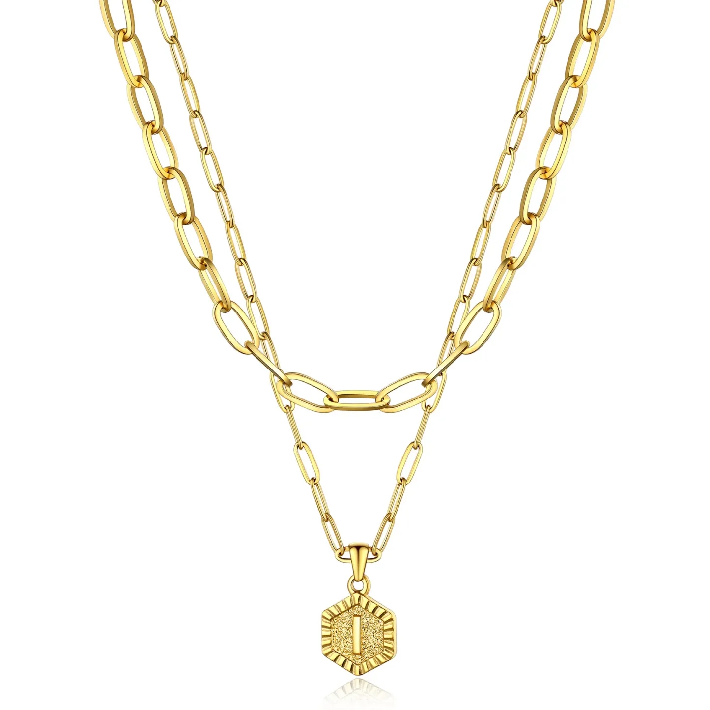 Colliers en Couche de 18K Or Initiales avec Chaîne Trousse-papiers Or I