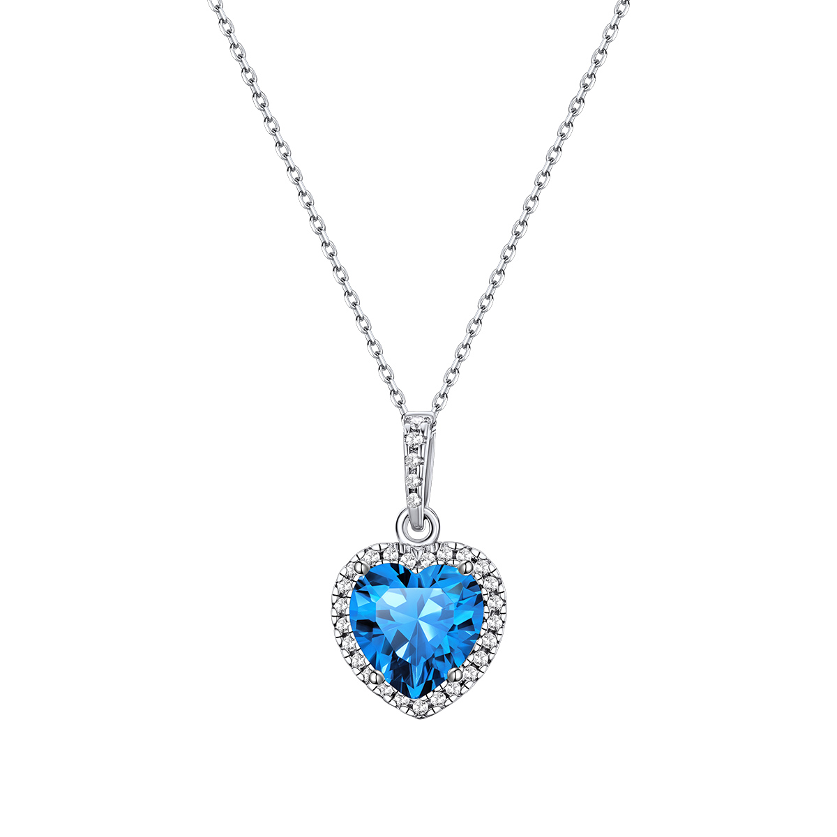 Collier pendentif cœur Halo avec Pierre de Naissance en Argent Sterling Décembre-Tanzanite