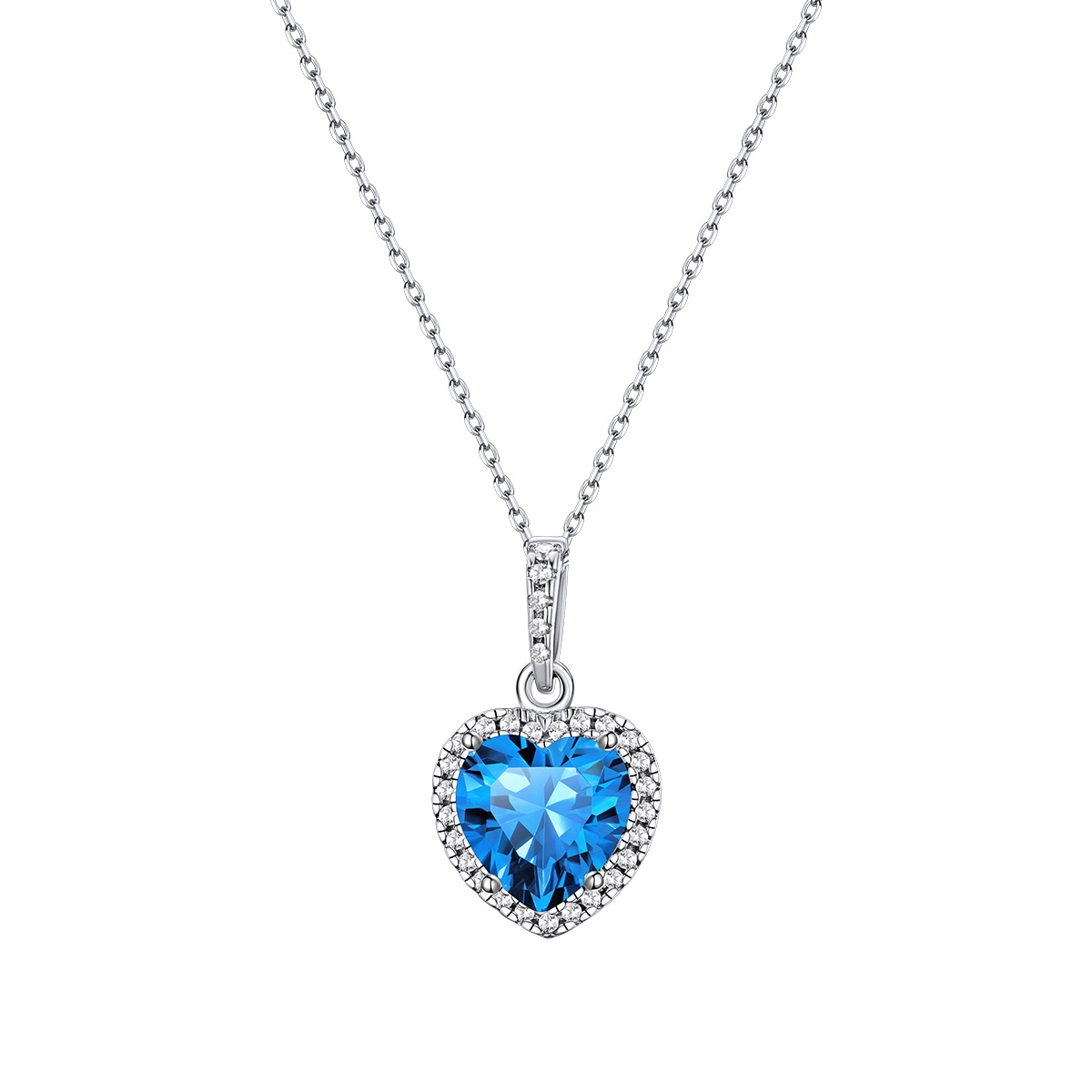 Collier pendentif cœur Halo avec Pierre de Naissance en Argent Sterling Décembre-Tanzanite