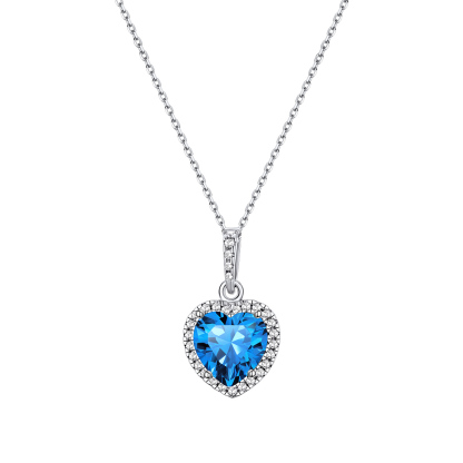 Collier pendentif cœur Halo avec Pierre de Naissance en Argent Sterling Décembre-Tanzanite