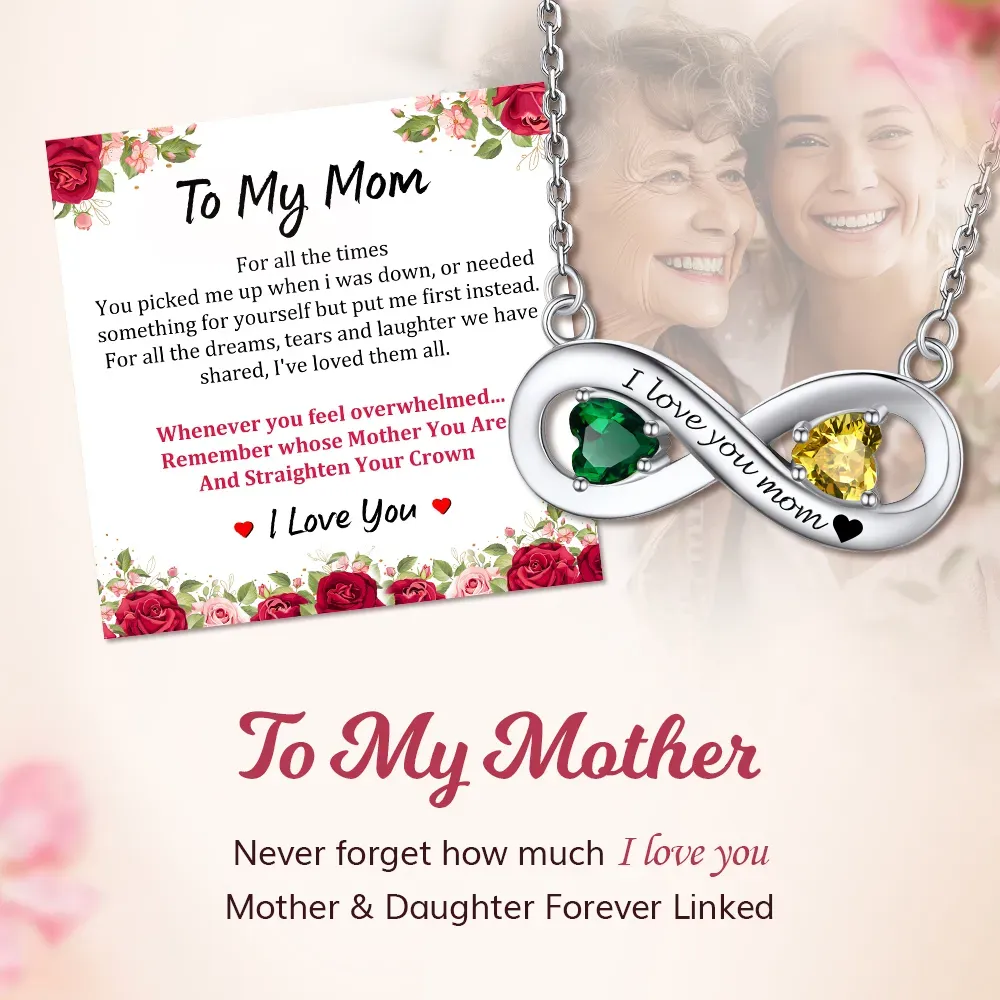 Collier Infini Personnalisé avec Pierres de Naissance pour Femme