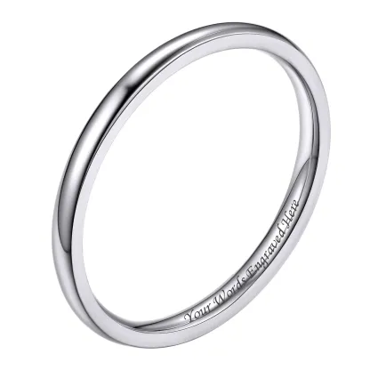 Bague Simple Personnalisée en Acier Inoxydable pour Mariage Argenté 2mm