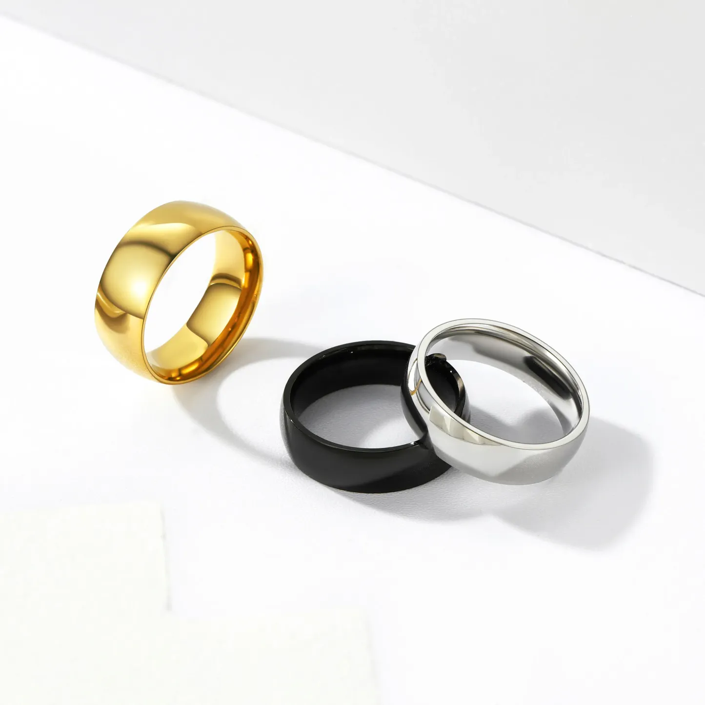 Bague Simple Personnalisée en Acier Inoxydable pour Mariage Collection
