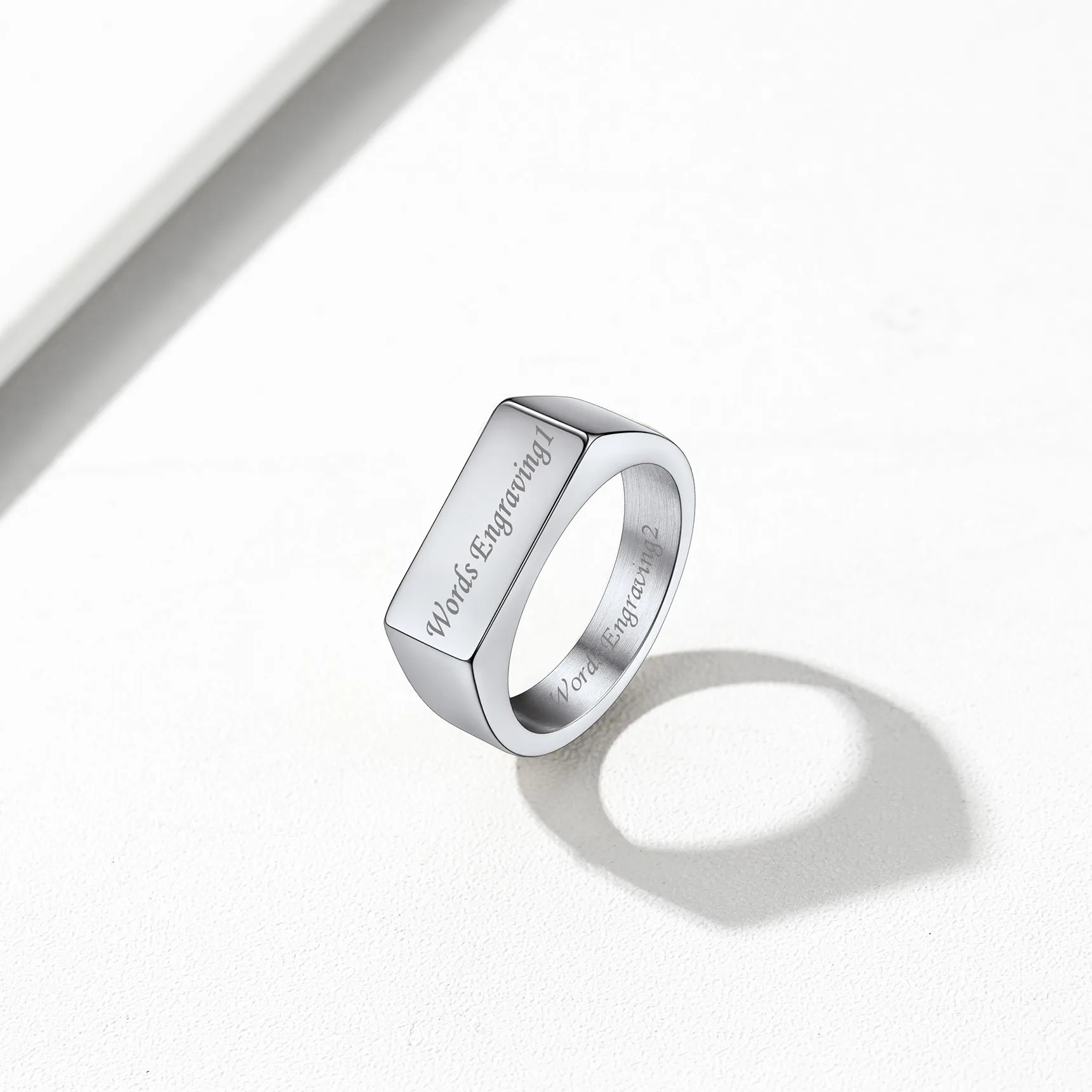 Bague Chevalière Personnalisée  Gravée Argenté