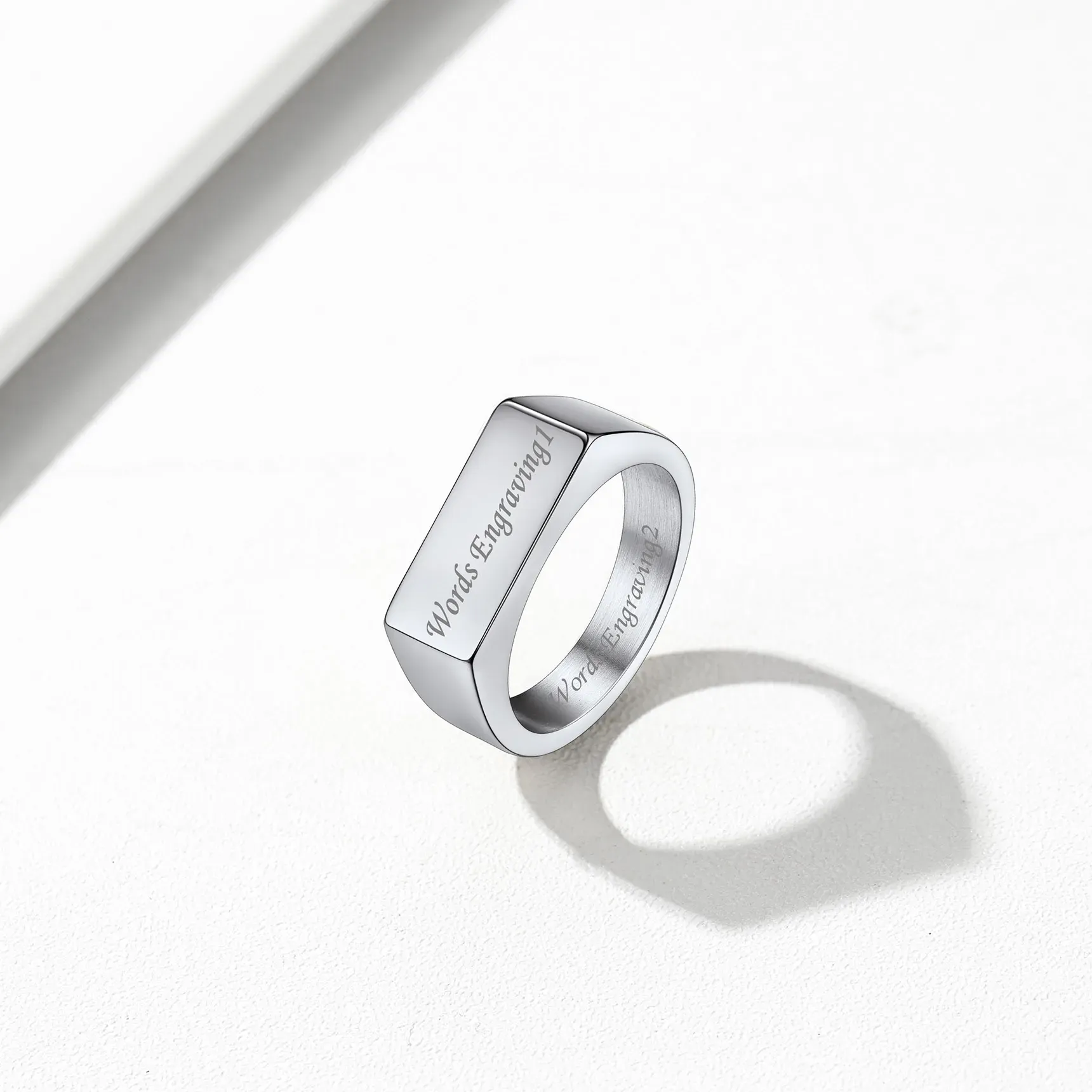 Bague Chevalière Personnalisée  Gravée Argenté