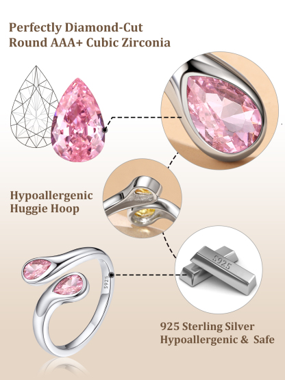 Bague Ajustable en Argent Sterling avec Pierre de Naissance pour Femme Détail