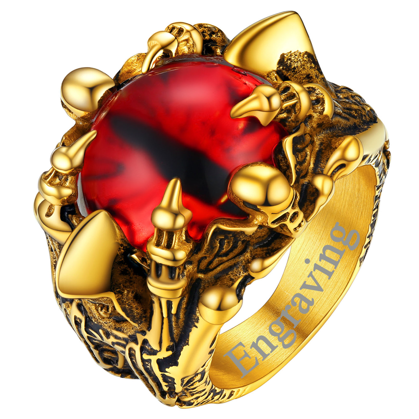 Bague Œil de Sauron Griffe de Dragon Motard Gothique pour Hommes