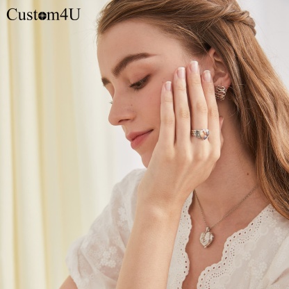 Bague Cœur avec Ailes d'Ange pour Femme