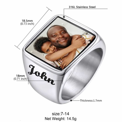 Bague Chevalière Homme Personnalisée avec Photo taille