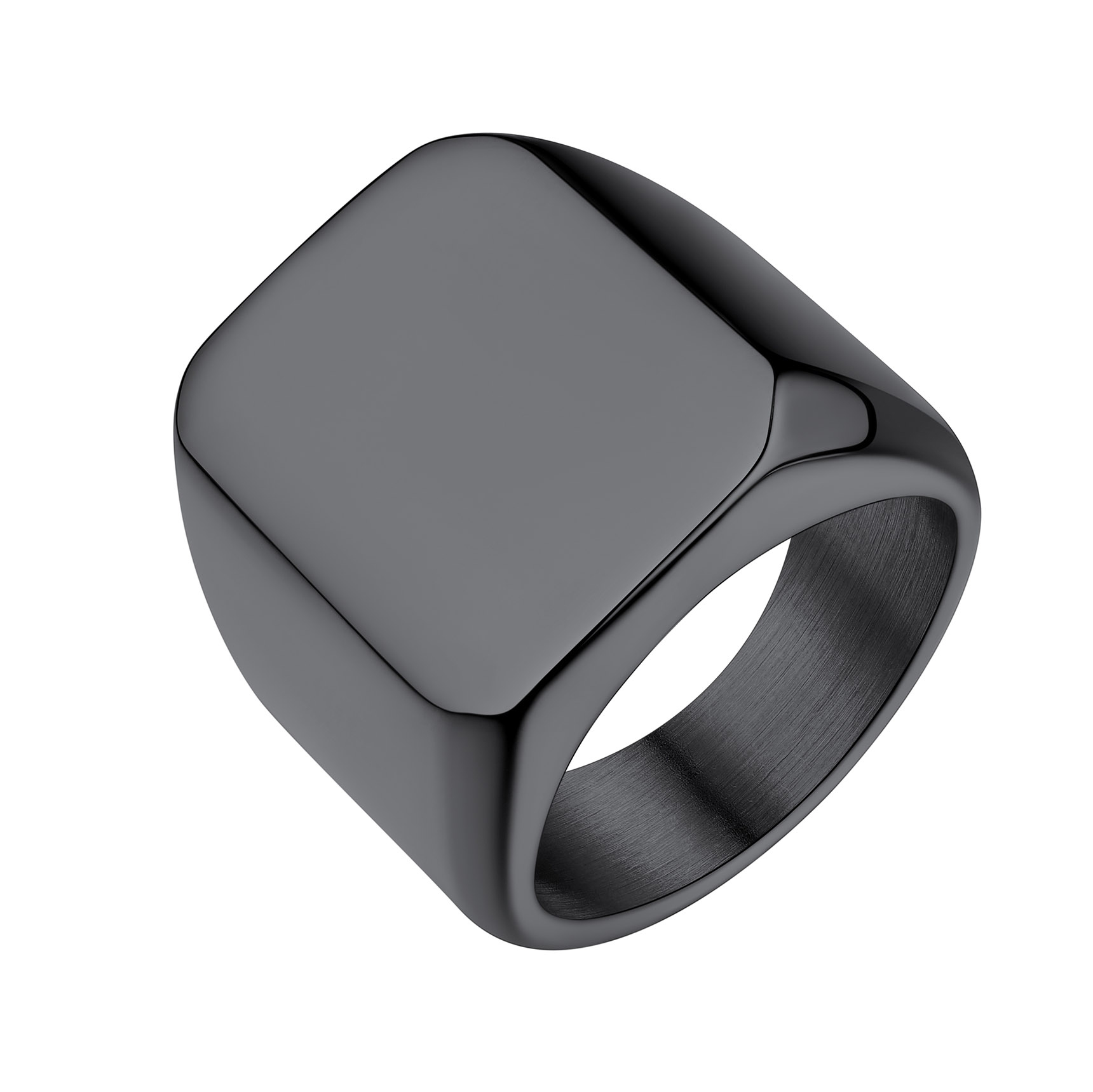 Bague Chevalière Homme/Femme Personnalisable en Acier Inoxydable Noir