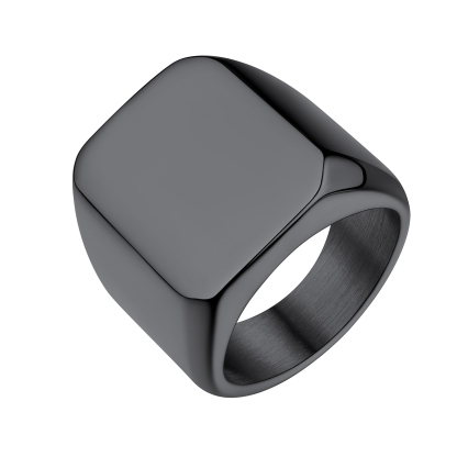 Bague Chevalière Homme/Femme Personnalisable en Acier Inoxydable Noir