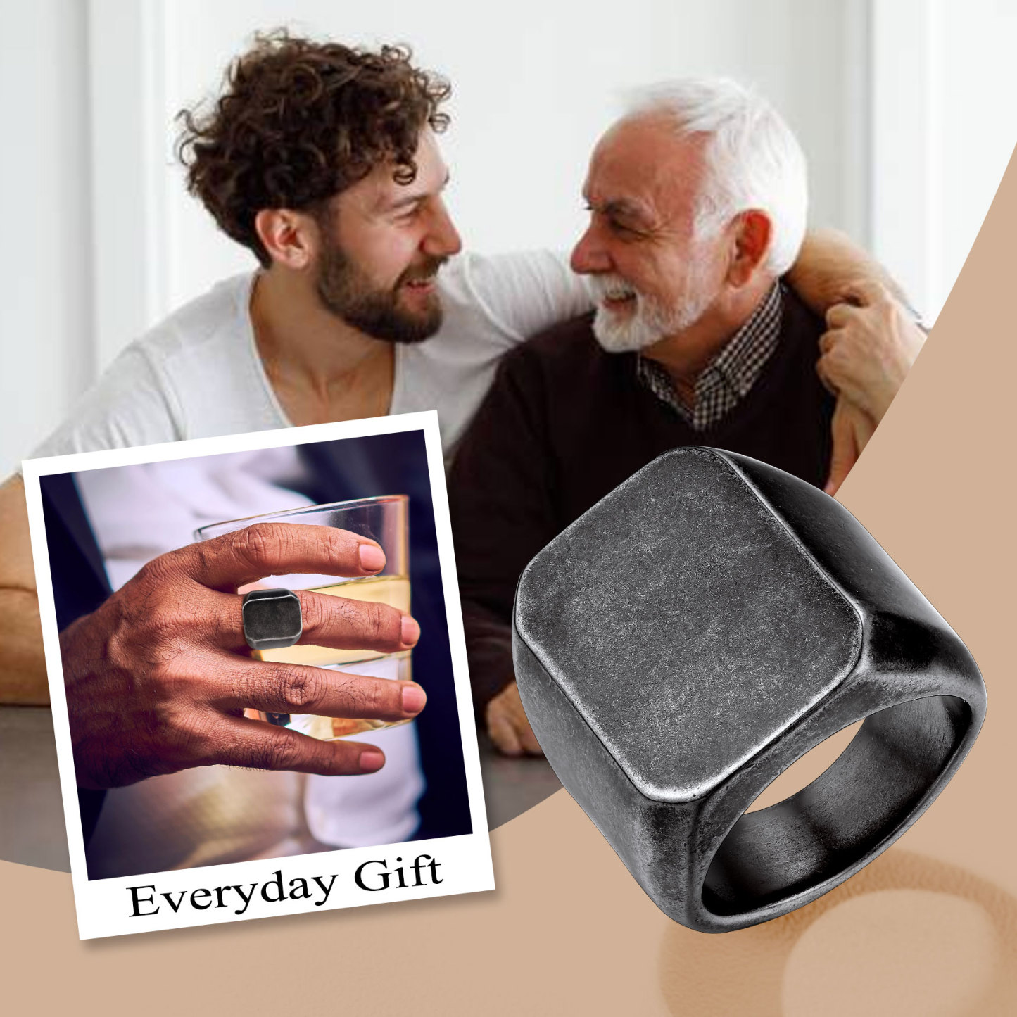 Bague Chevalière Homme/Femme Personnalisable en Acier Inoxydable pour papa