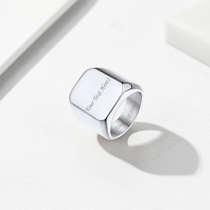 Bague Chevalière Homme/Femme Personnalisable en Acier Inoxydable Argenté
