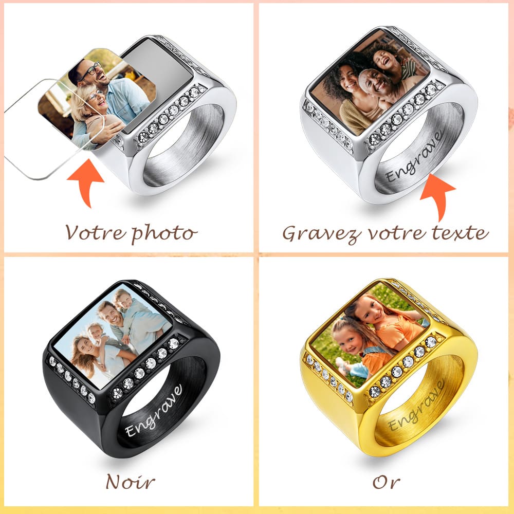 Bague Chevalière Personnalisée avec Photo