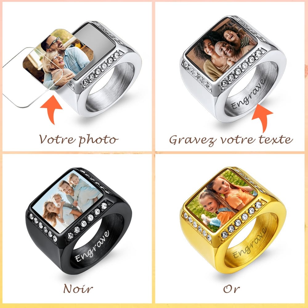 Bague Chevalière Personnalisée avec Photo