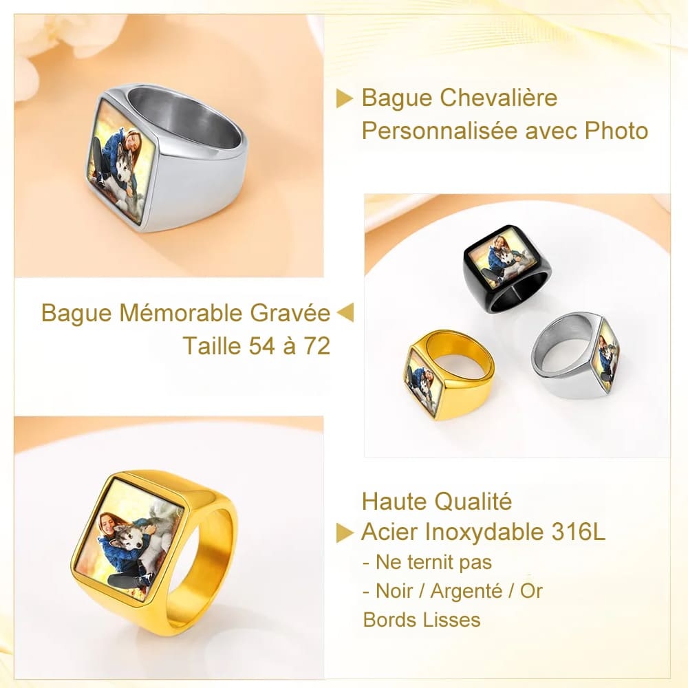 Bague Chevalière Personnalisée avec Photo détail