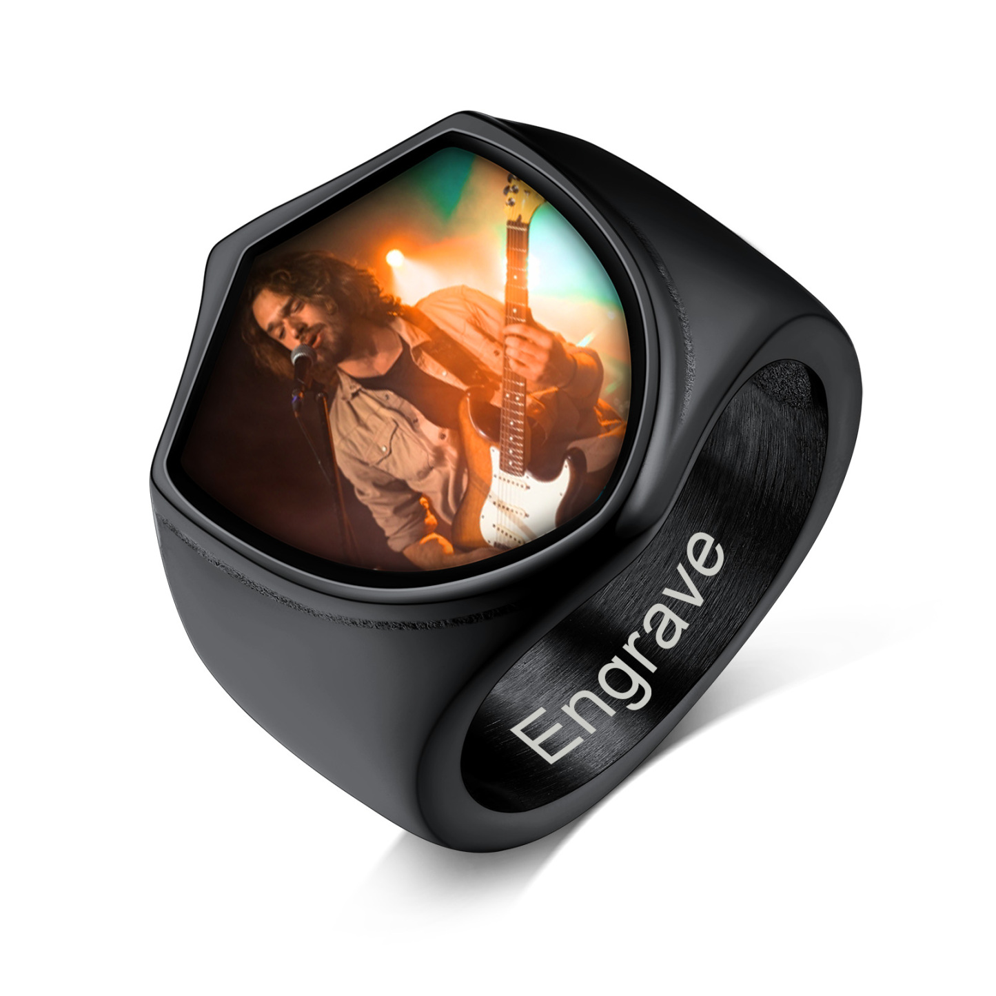 Bague Chevalière Photo Personnalisée avec Gravure de Nom