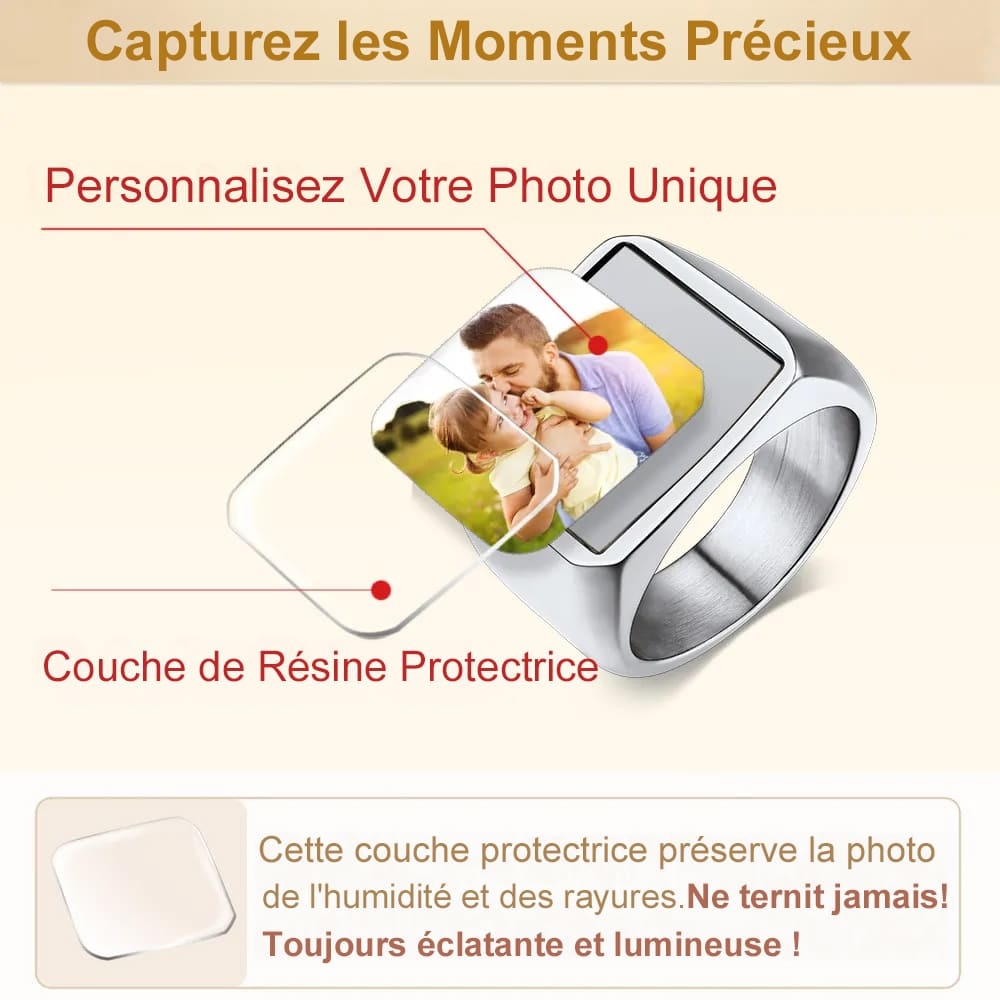 Bague Personnalisée avec Photo et Texte 