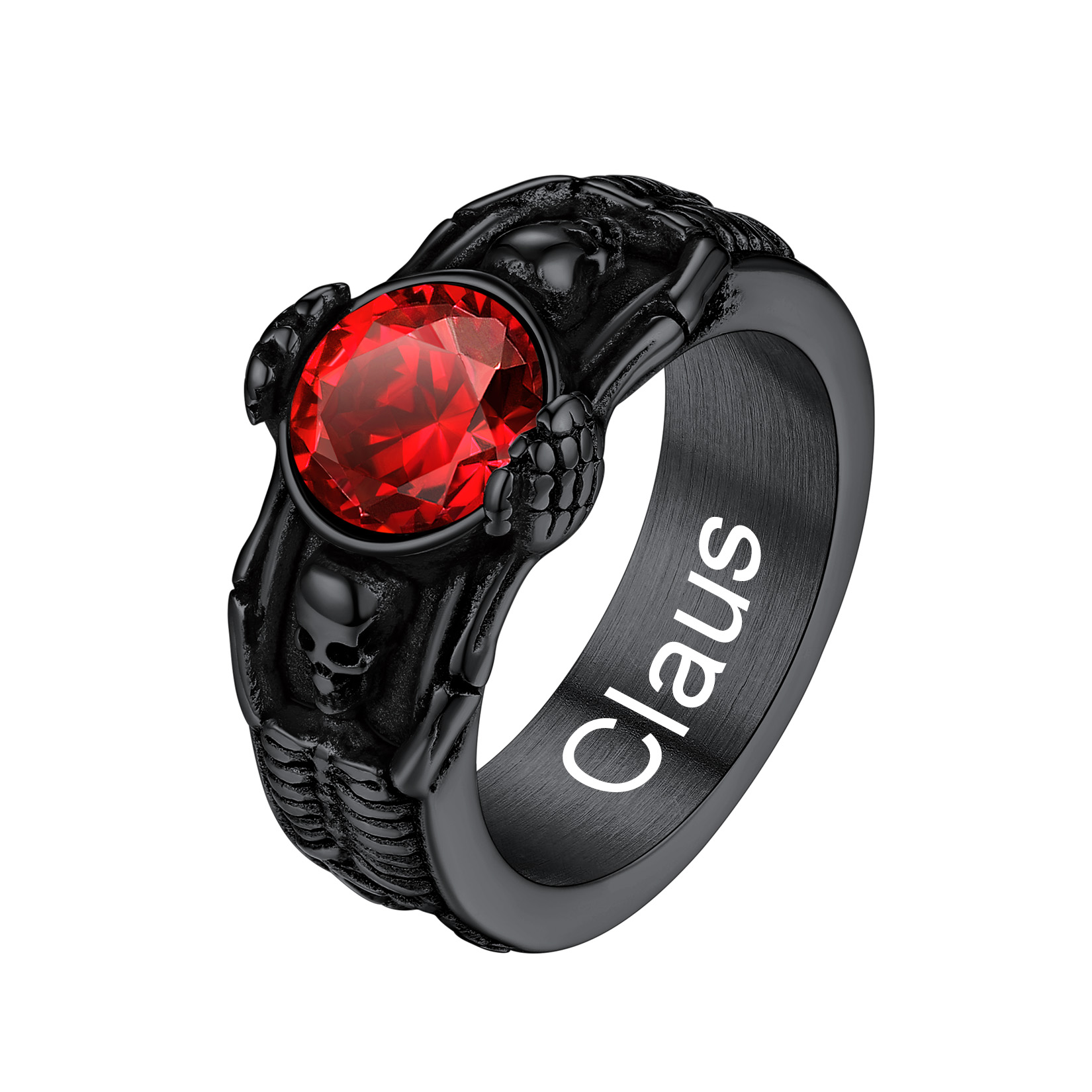 Bague Crâne Personnalisable avec Pierre de Naissance pour Homme