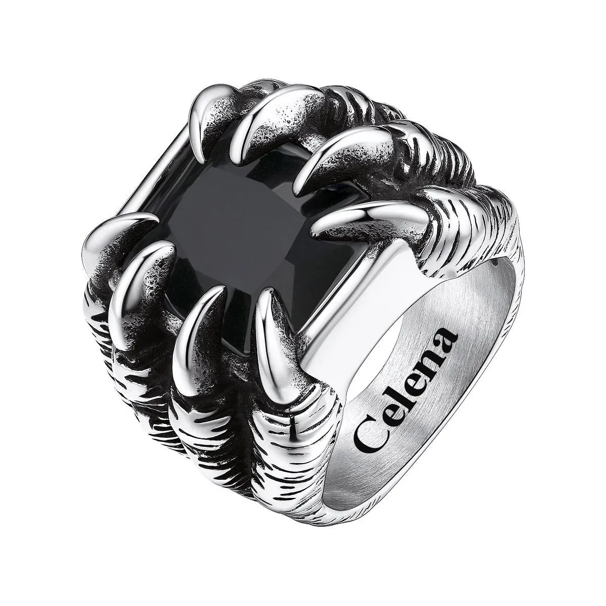 Bague Gothique Vintage  Griffe de Dragon avec Œil pour Halloween