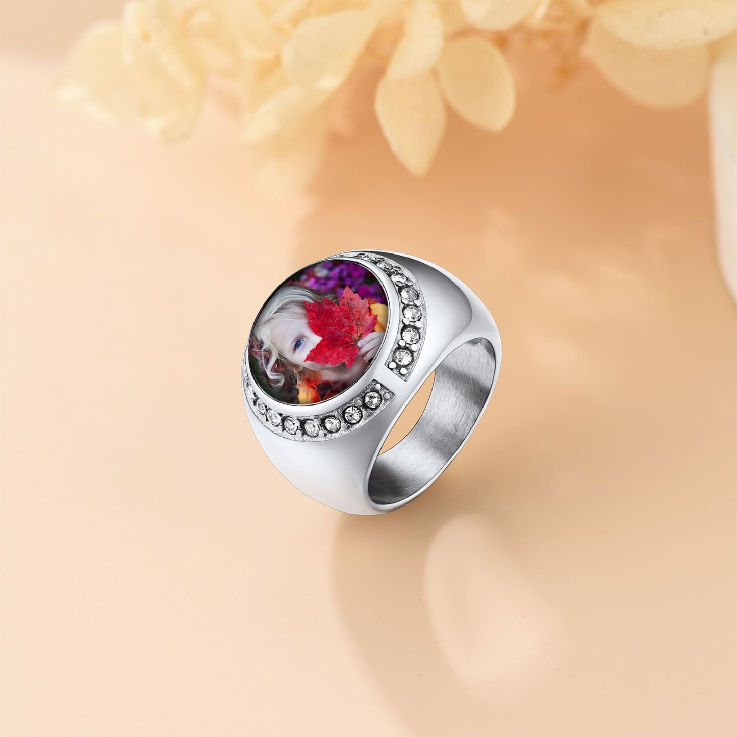 Bague Homme Personnalisée Photo et Gravure argenté